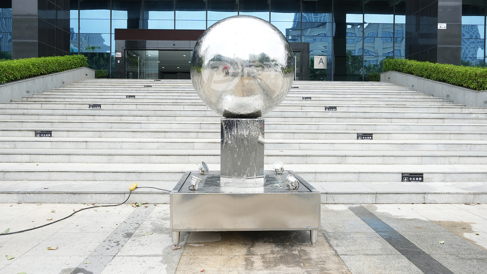 water fountain ball sculpture