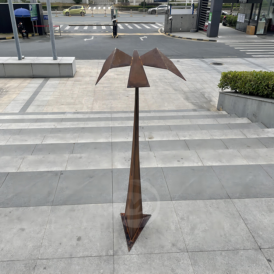 corten steel bird sculpture