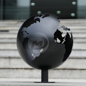 black globe sculpture