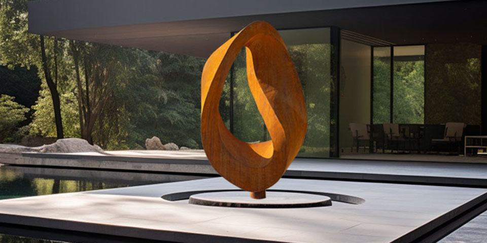 warp corten steel sculpture