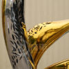 Large gold stainless steel abstract ribbon sculpture for pool deocration - Image 2