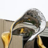 Large gold stainless steel abstract ribbon sculpture for pool deocration - Image 3