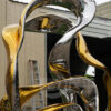 Large gold stainless steel abstract ribbon sculpture for pool deocration - Image 4