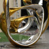 Large gold stainless steel abstract ribbon sculpture for pool deocration - Image 5
