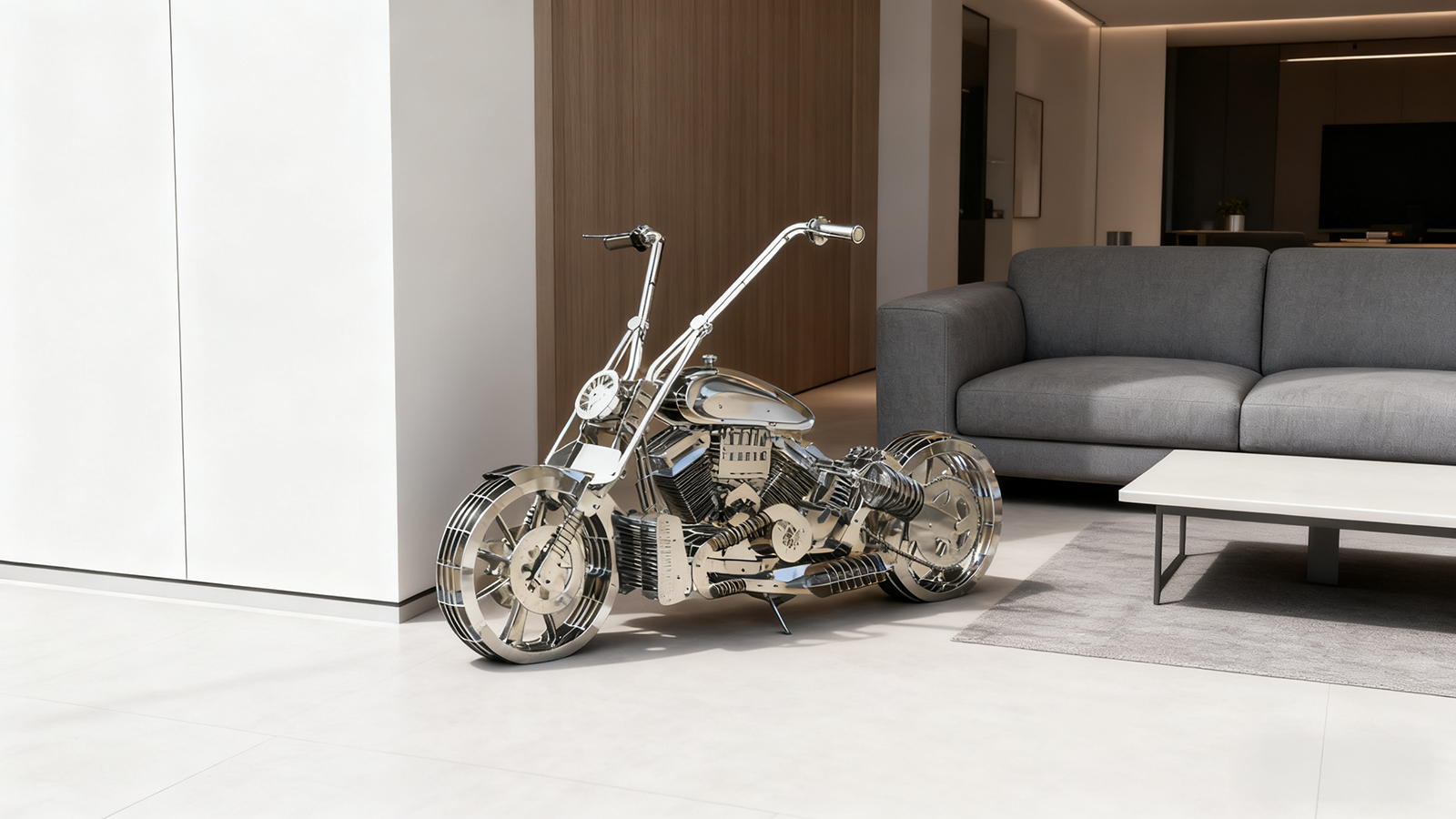 steel motorcycle sculpture M