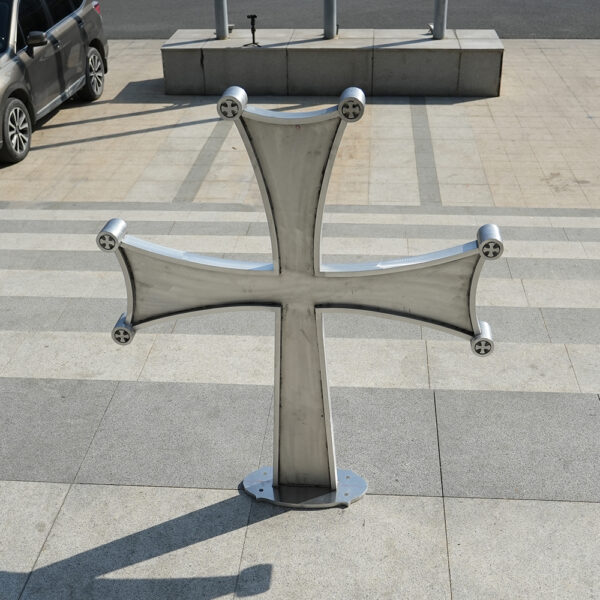 Contemporary Stainless Steel Cross Sculpture - Image 4