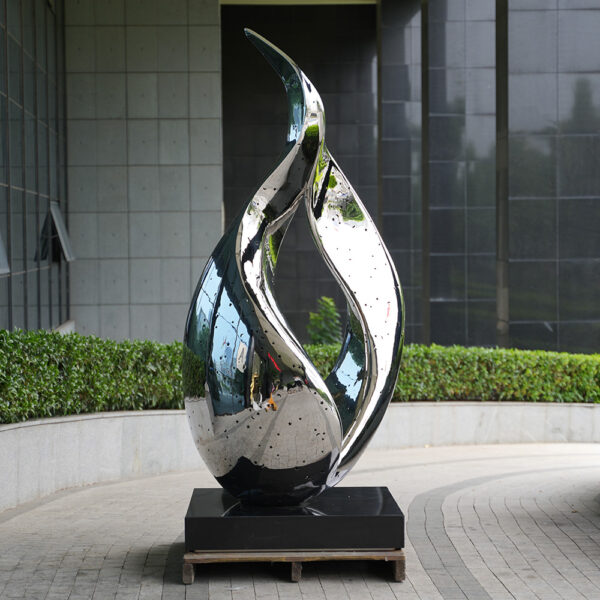 Mirror Polished Flame-Inspired Art for Public & Commercial Spaces