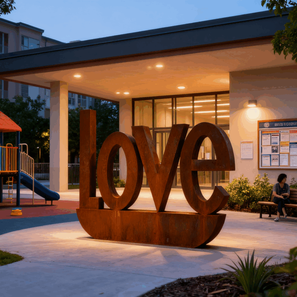 Corten Steel “LOVE” Sculpture | Large Outdoor Rusted Steel Artwork for Landscape & Public Spaces - Image 2