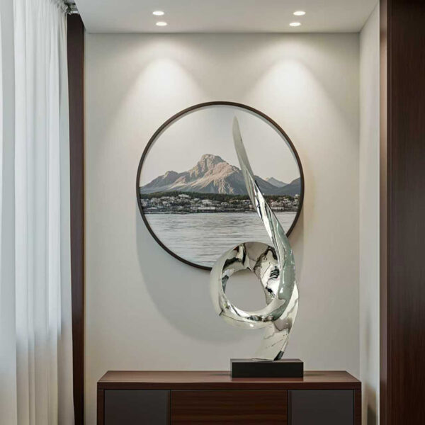 Modern Stainless Steel Sculpture for Interior Decoration - Image 5