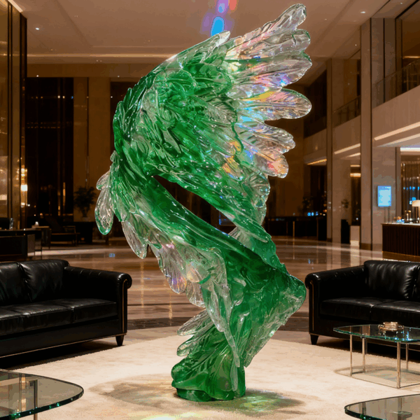 Transparent Resin Wing Sculpture – Modern Interior Art for Luxury Spaces - Image 2
