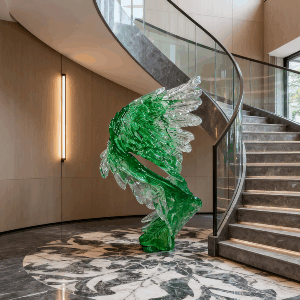 Transparent Resin Wing Sculpture – Modern Interior Art for Luxury Spaces - Image 3