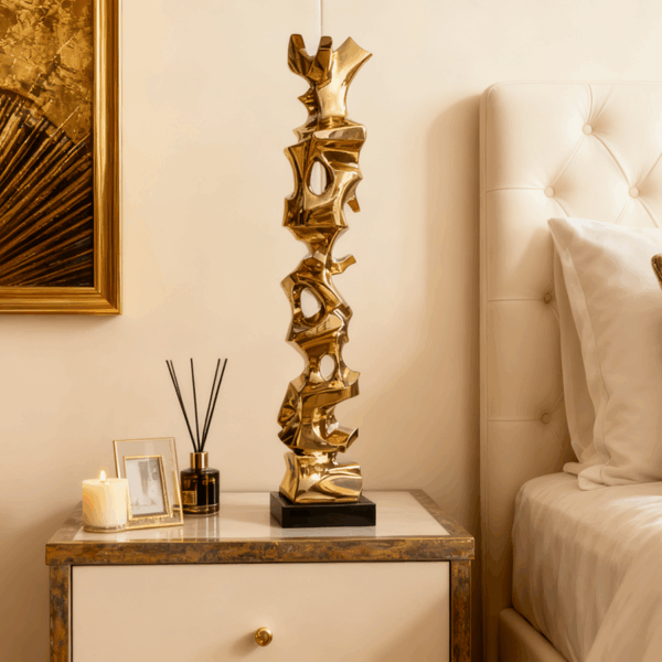 Gold Stainless Steel Table Sculpture | Modern Abstract Metal Art for Bedroom & Interior Décor - Image 3