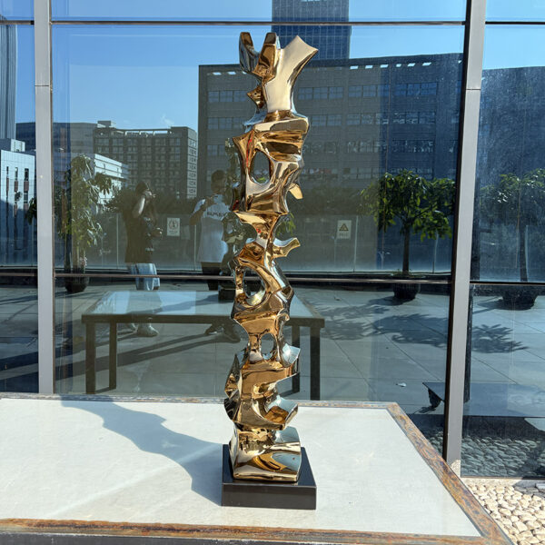 Gold Stainless Steel Table Sculpture | Modern Abstract Metal Art for Bedroom & Interior Décor - Image 4