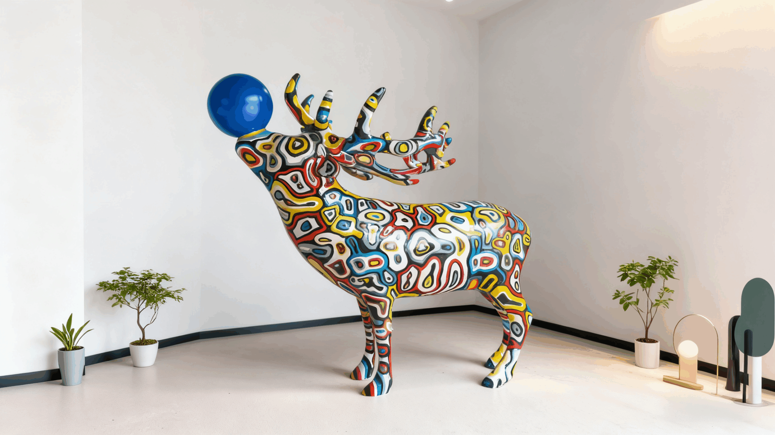 Painted deer sculpture 3