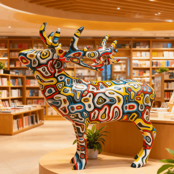 Fiberglass Painted Deer Sculpture | Colorful Modern Animal Art for Interior Decoration - Image 2