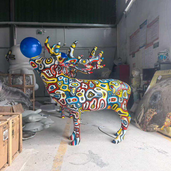 Painted Deer Sculpture 5