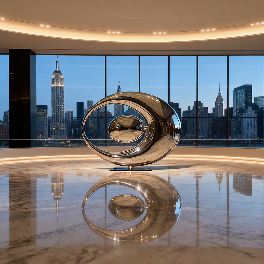 Modern Stainless Steel Abstract Sculpture | Mirror Polished Metal Art for Interior & Outdoor Decoration