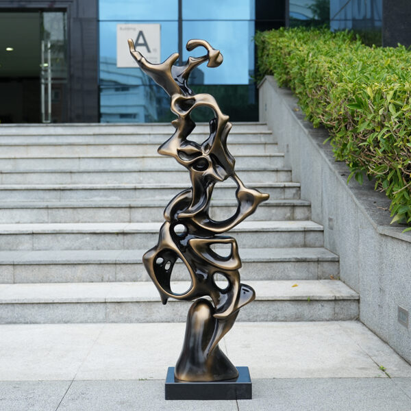 Fiberglass Abstract Sculpture | Modern Bronze Art Piece for Hotel & Interior Decoration - Image 2