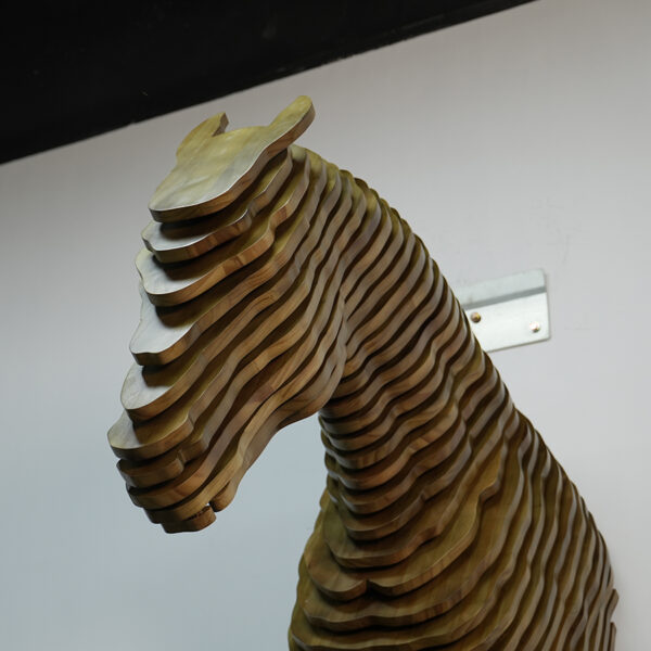 wooden horse wall sculpture 3
