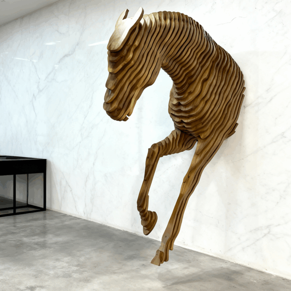 Wooden Horse Wall Sculpture | 3D Layered Wall Art for Modern Interior Decoration - Image 4