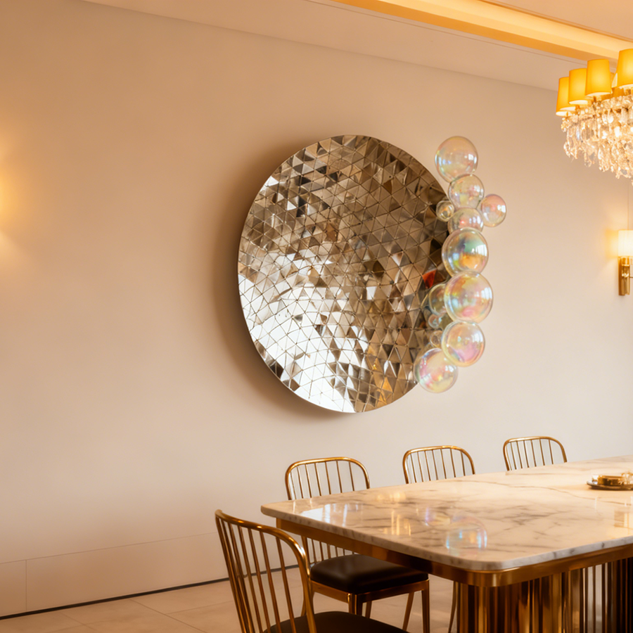 Concave Mirror Stainless Steel Wall Sculpture – Cosmic Reflection Series