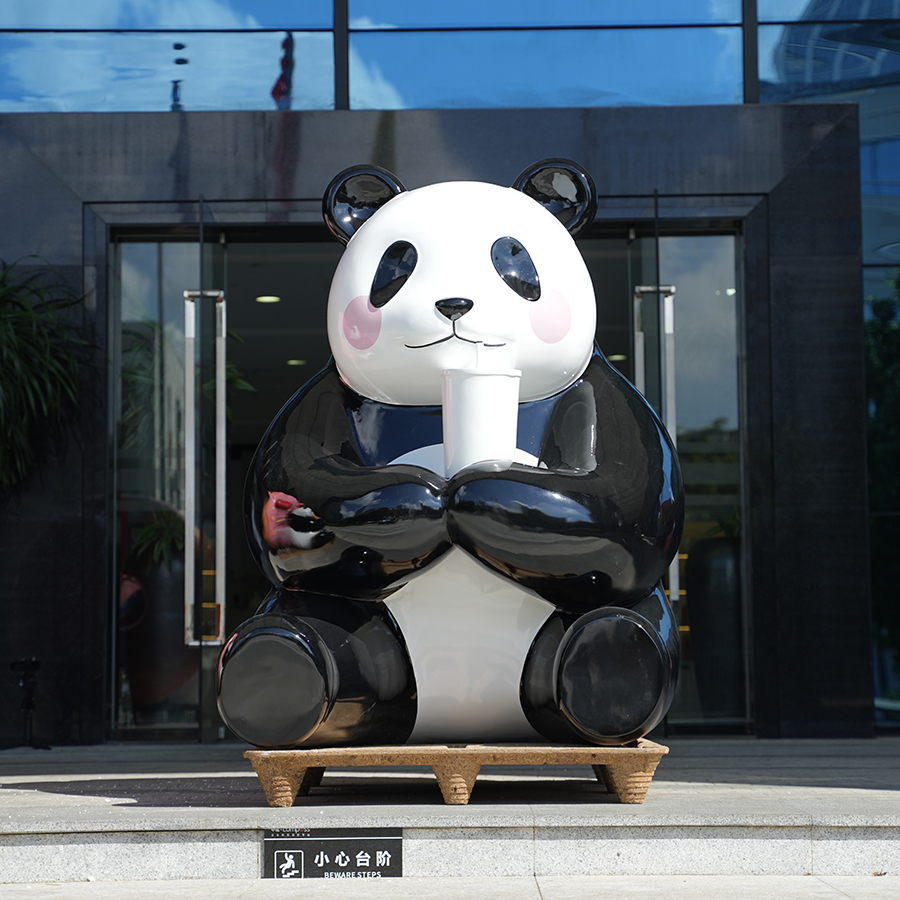 Fiberglass Panda Sculpture 150cm | Cute Cartoon Display for Mall, Café & Outdoor Decoration - Image 2