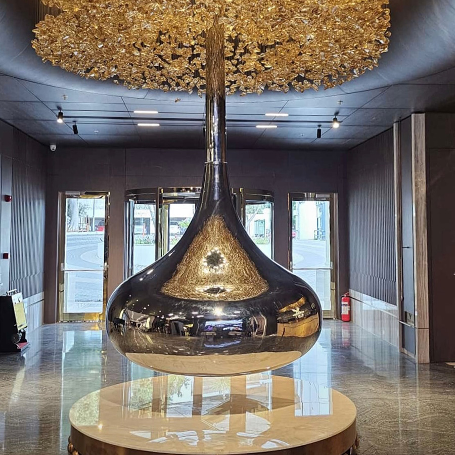 Stainless Steel Suspended Sculpture 6.2m | Mirror Polished Hanging Artwork for Luxury Lobby Decoration - Image 2