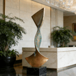 Ribbon Metal Sculpture 6 "Eternal Flow" – Modern Twisted Ribbon Metal Sculpture for Hotel & Corporate Lobbies