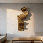 Antique Bronze Stainless Steel Ribbon Wall Sculpture | Luxury Hotel & Lobby Wall Art