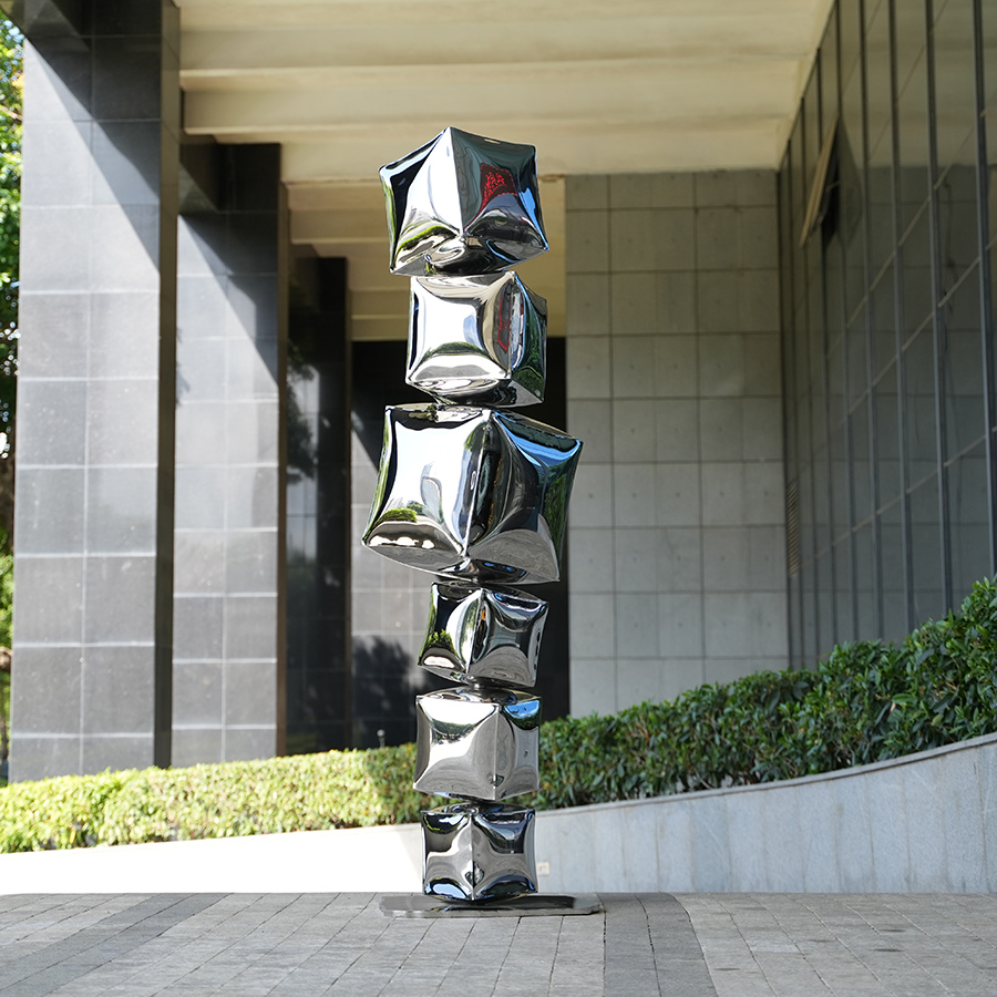 Modern Stainless Steel Stacked Cube Sculpture for Interior Decor - Image 3
