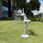 Stainless Steel Wire Fairy Sculpture – Life-Size Outdoor Garden Art