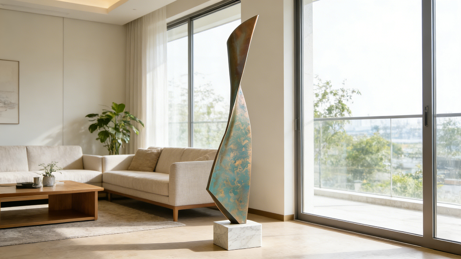 abstract sculpture with bronze color 5