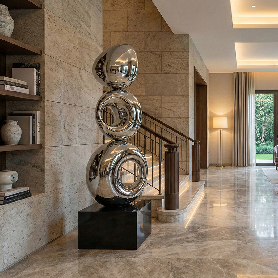 Mirror Polished Stainless Steel Abstract Sculpture for Luxury Interior Decor - Image 2