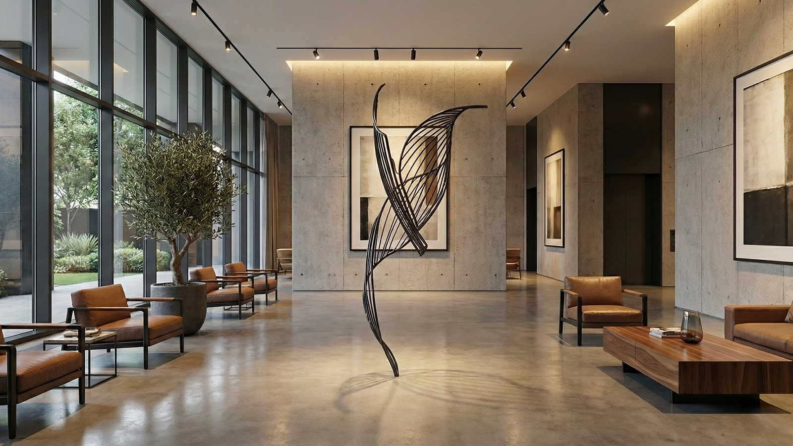 Abstract Stainless Steel Black Sculpture for Interior Decor