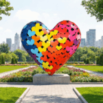 Colorful Heart-Shaped Stainless Steel Sculpture 2
