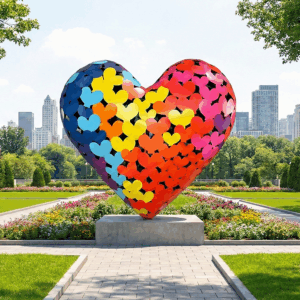 Colorful Heart-Shaped Stainless Steel Sculpture 2