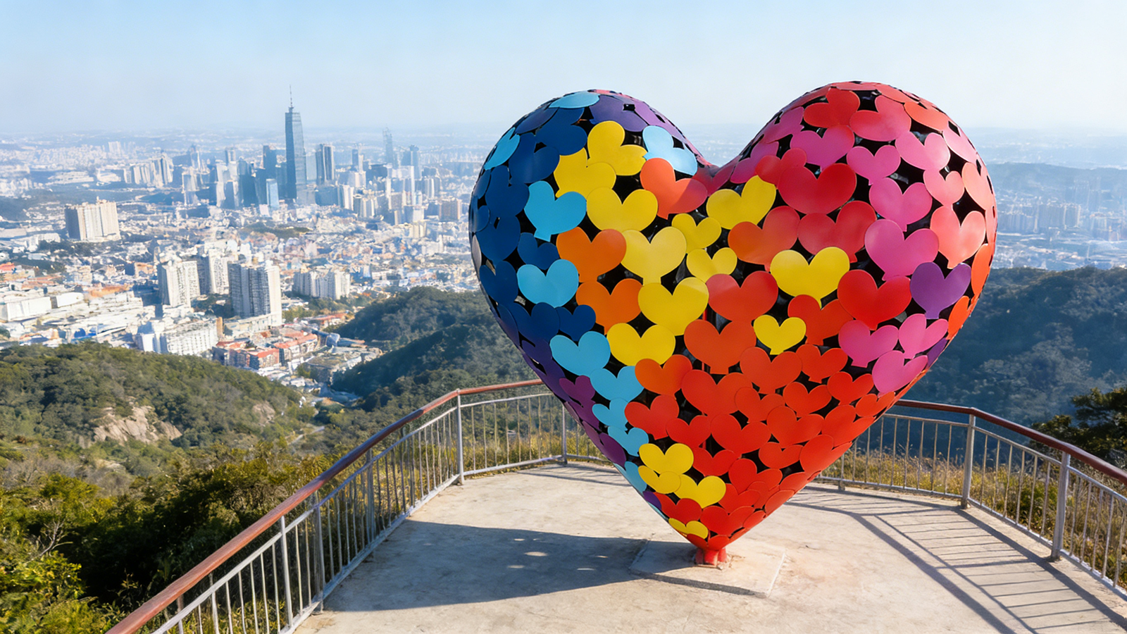 Colorful Heart-Shaped Stainless Steel Sculpture 6