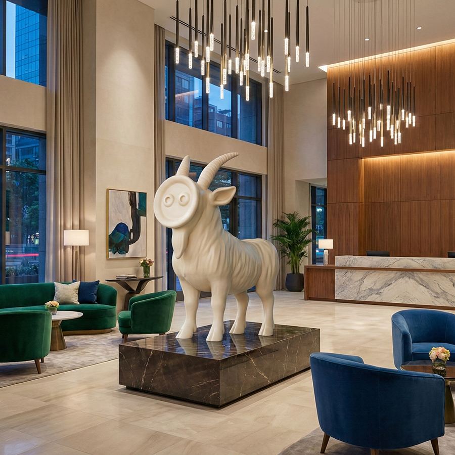 Fiberglass Goat Sculpture for Interior Decor1