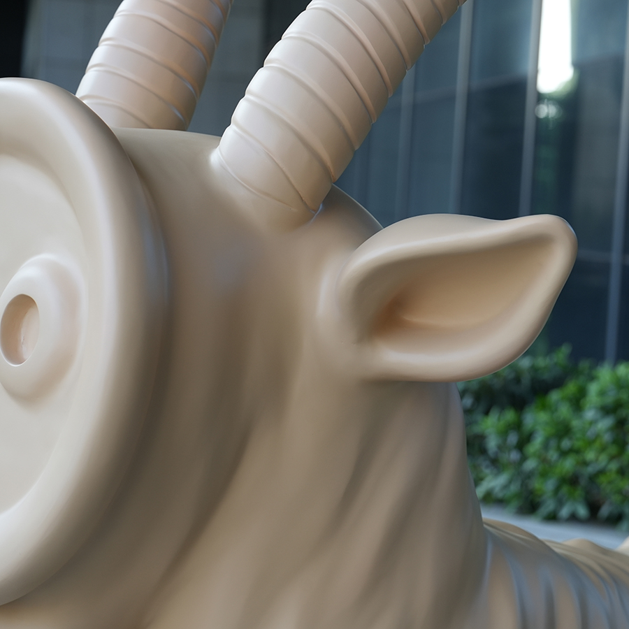 Modern Fiberglass Animal Sculpture for Interior Decor – Contemporary Goat Art Statue - Image 3