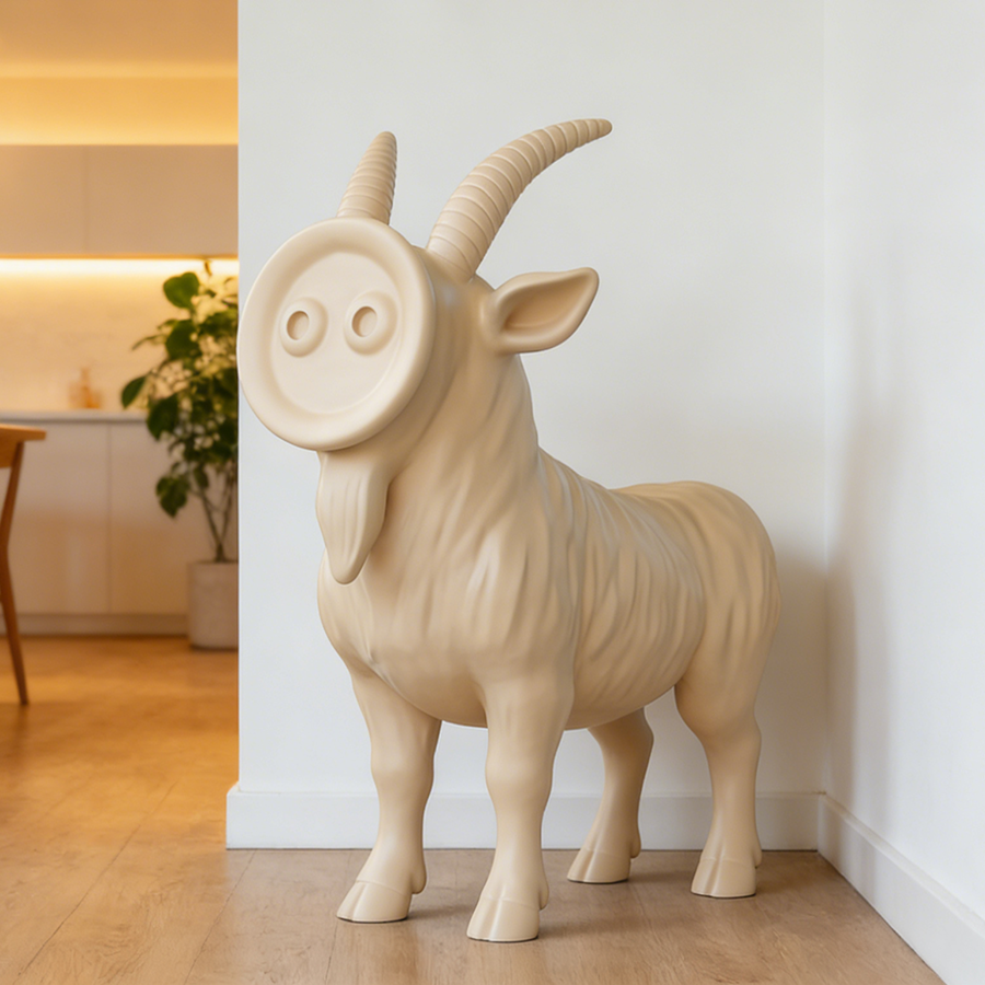 Modern Fiberglass Animal Sculpture for Interior Decor – Contemporary Goat Art Statue - Image 6