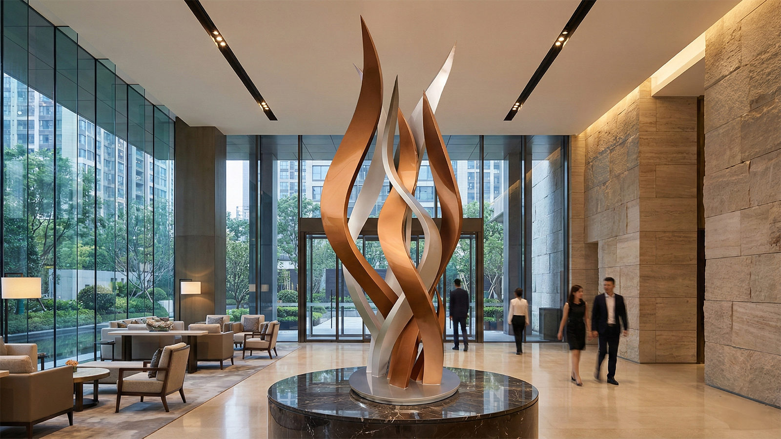 Luxury Abstract Stainless Steel Sculpture for Atrium & Lobby Design M