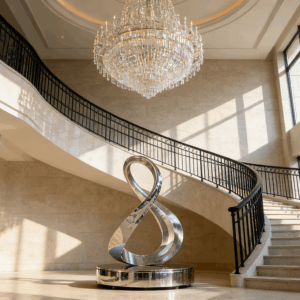 Rotating Stainless Steel Abstract Sculpture for Luxury Interiors 5