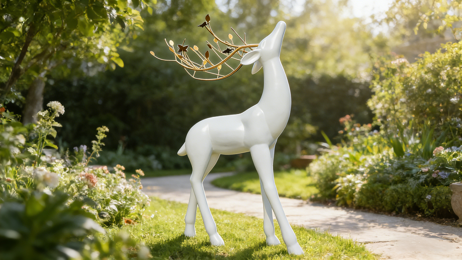 Modern Steel Deer Garden Sculpture 6