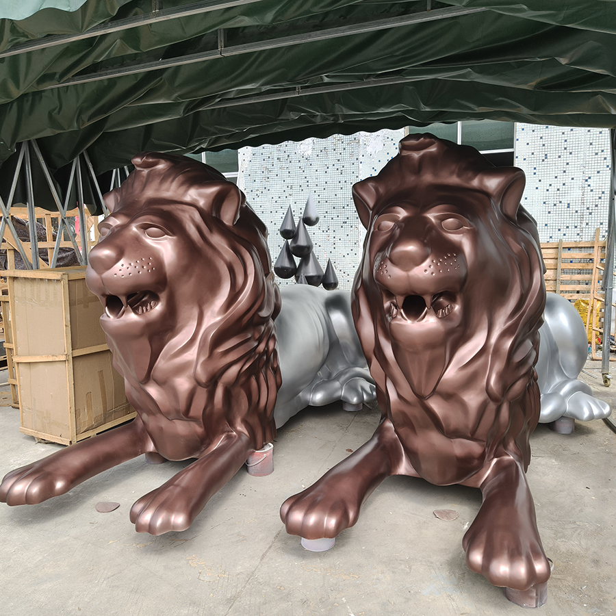 Stainless Steel Lion Sculpture for Corporate Entrance | Outdoor Landmark Art - Image 3