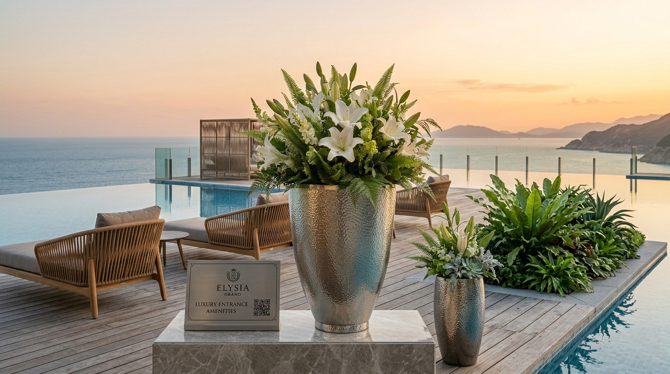 Contemporary Steel Planter for Hotel Lobby 7